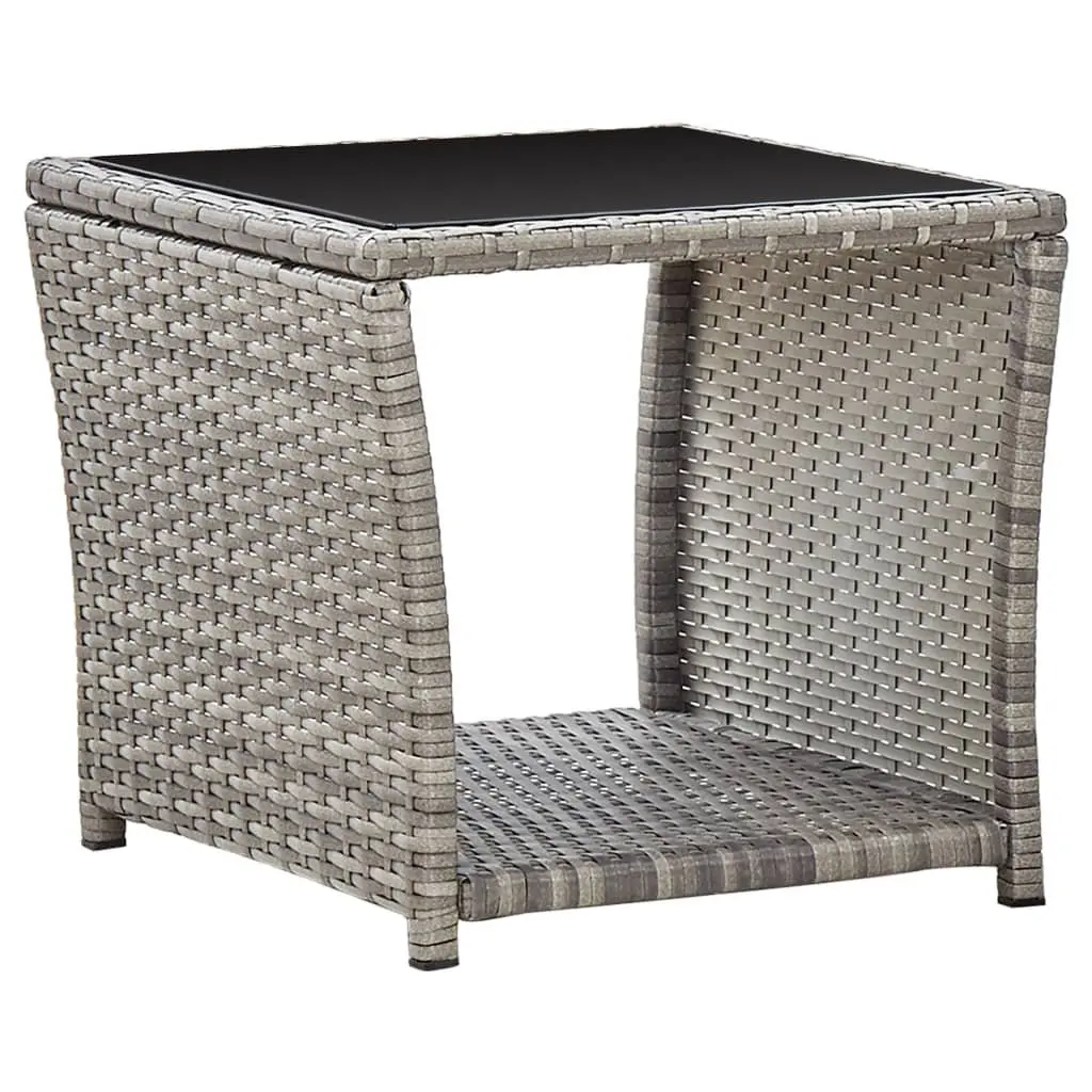 Garden Dining Set 3 Piece Outdoor Furniture Grey Poly Rattan Table Chairs