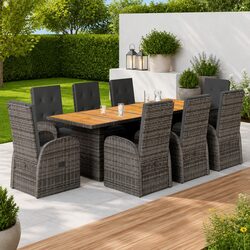 9-Piece Outdoor Dining Set with Grey Cushions