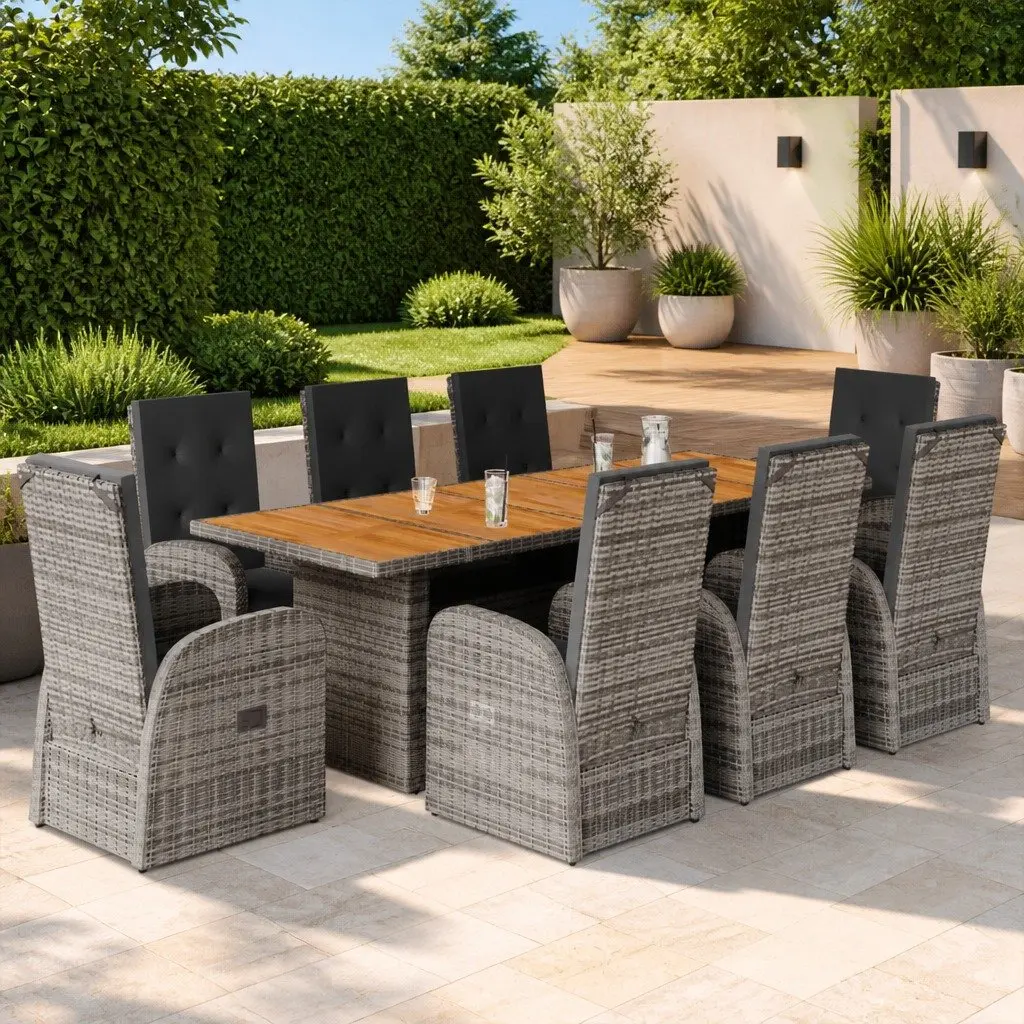 9-Piece Garden Dining Set with Cushions