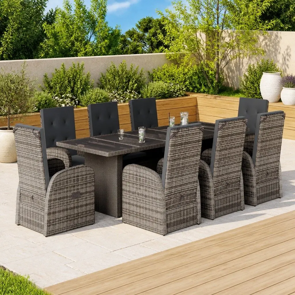 9 Piece Grey Garden Dining Set