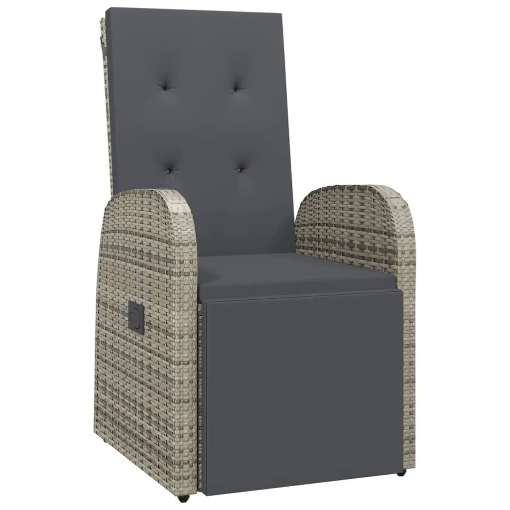 Outdoor Furniture Set 9 Piece Grey Poly Rattan Dining Chairs Table for Garden Patio
