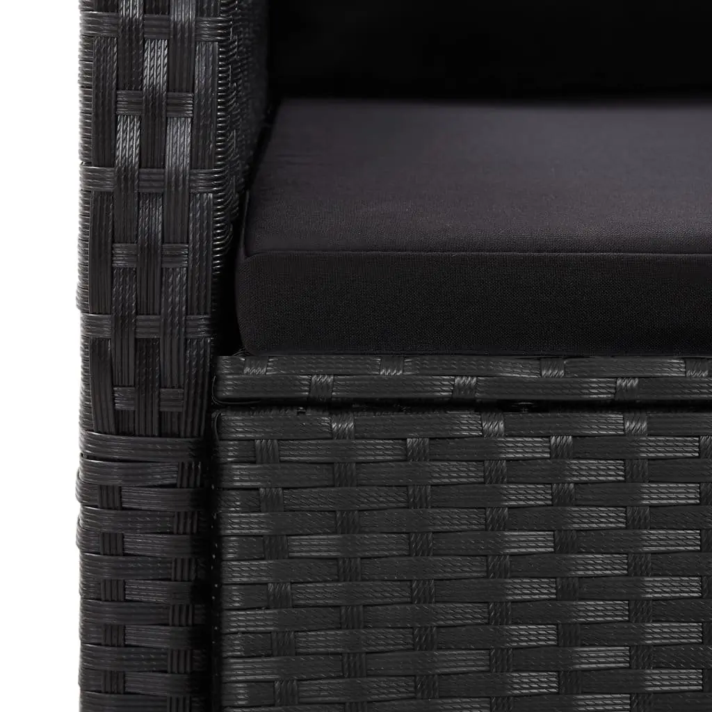 Outdoor Dining Set 11 Pieces Black Poly Rattan Garden Furniture Cushioned Seats