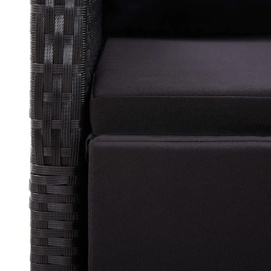 7 Piece Garden Dining Set Outdoor Furniture Cushions Black Rattan