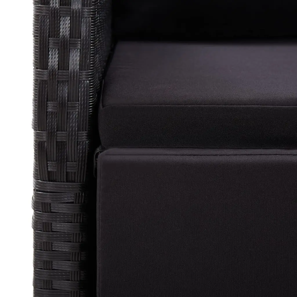Outdoor Garden Dining Set 9 Piece Black Poly Rattan Furniture Patio Table Chairs