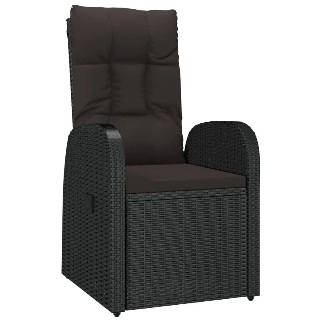 Outdoor Dining Set 7 Piece Garden Furniture Black Poly Rattan with Cushions