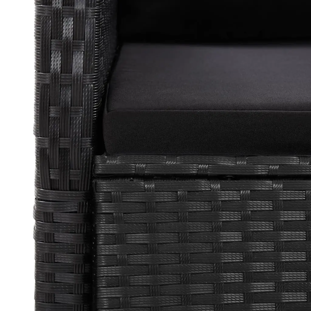 Outdoor Dining Set 7 Piece Garden Furniture Black Poly Rattan with Cushions