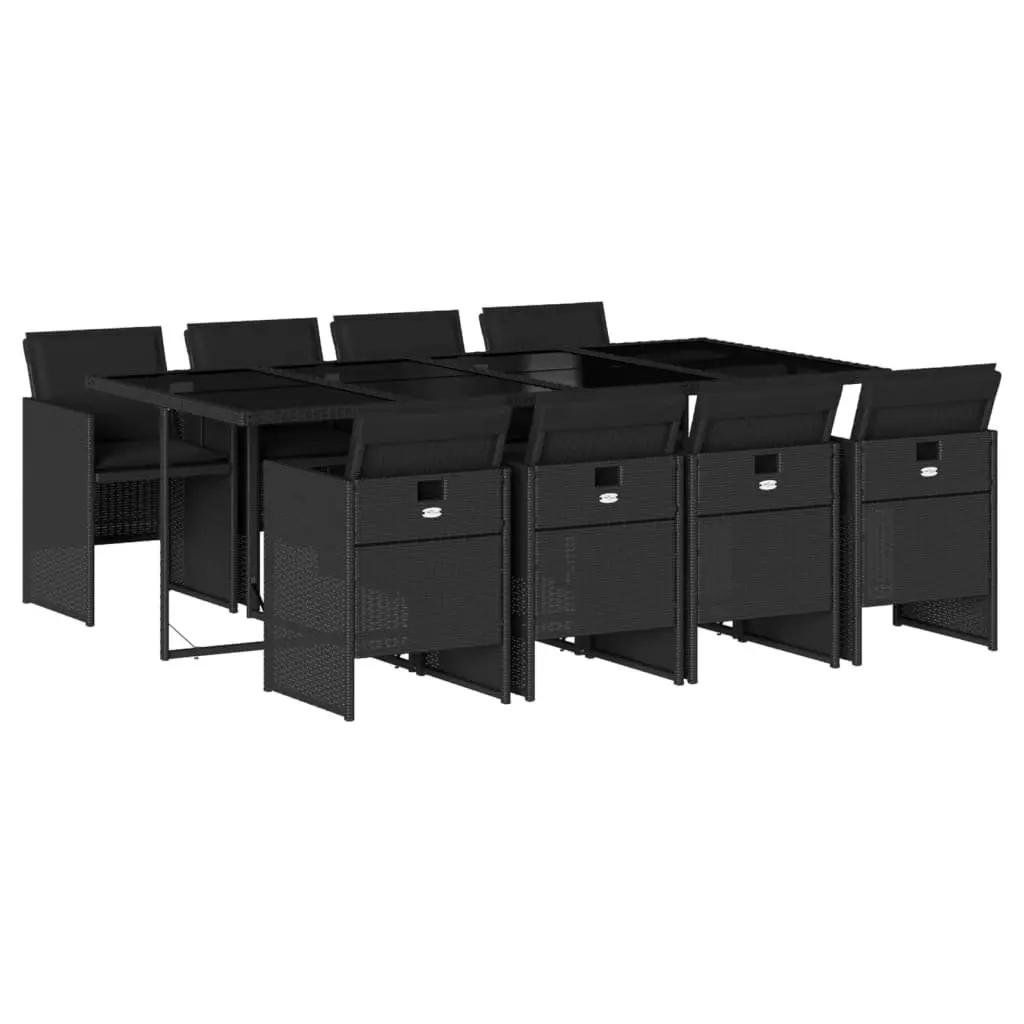 9 Piece Outdoor Dining Set Black PE Rattan Chairs Table Patio Furniture