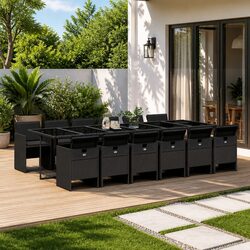 Comfort Meets Style: 13-Piece Black Outdoor Dining Set