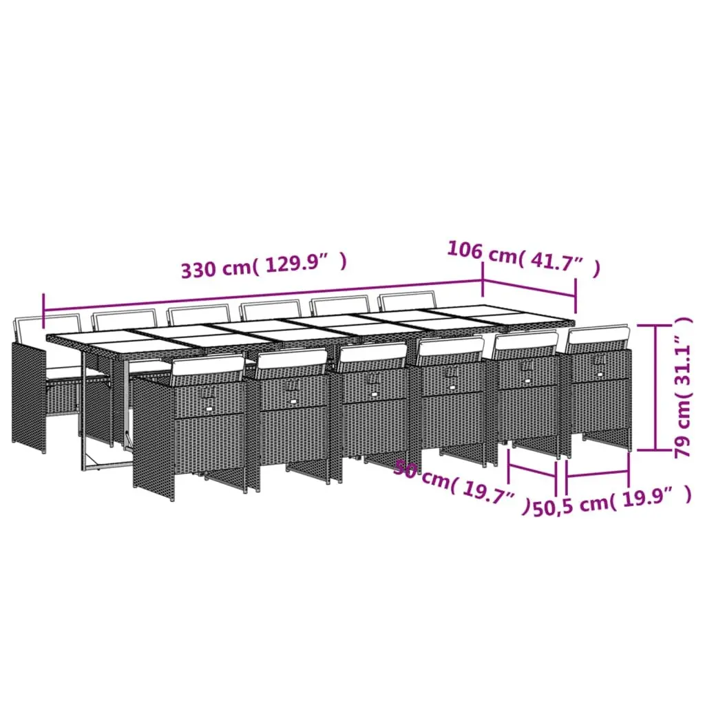 13 Piece Outdoor Dining Set Garden Patio Furniture Foldable Black
