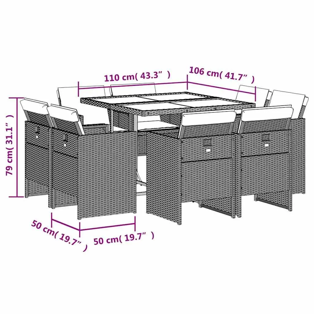 9 Piece Garden Dining Set