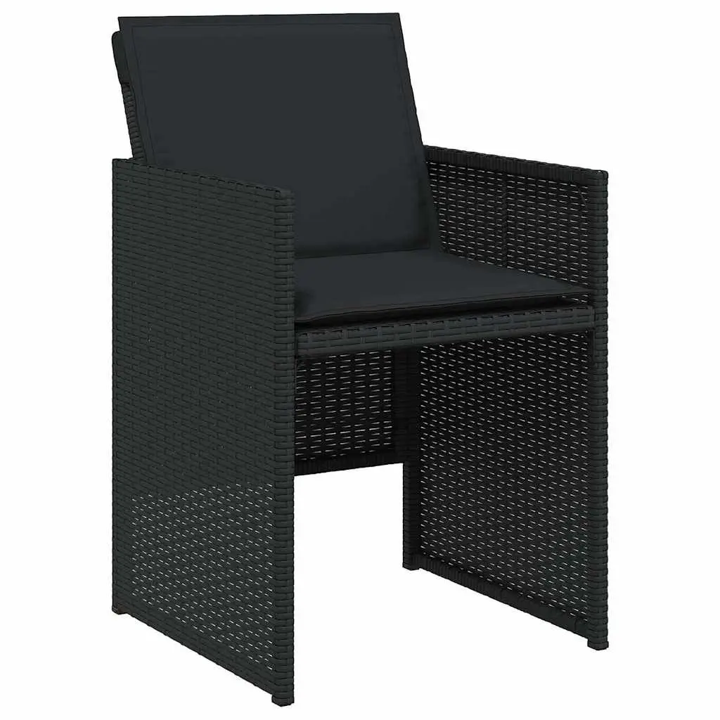 13 Piece Garden Dining Set Outdoor Furniture Black Poly Rattan with Cushions