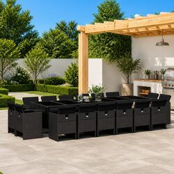 Comfortable 17-Piece Outdoor Dining Set with Cushions