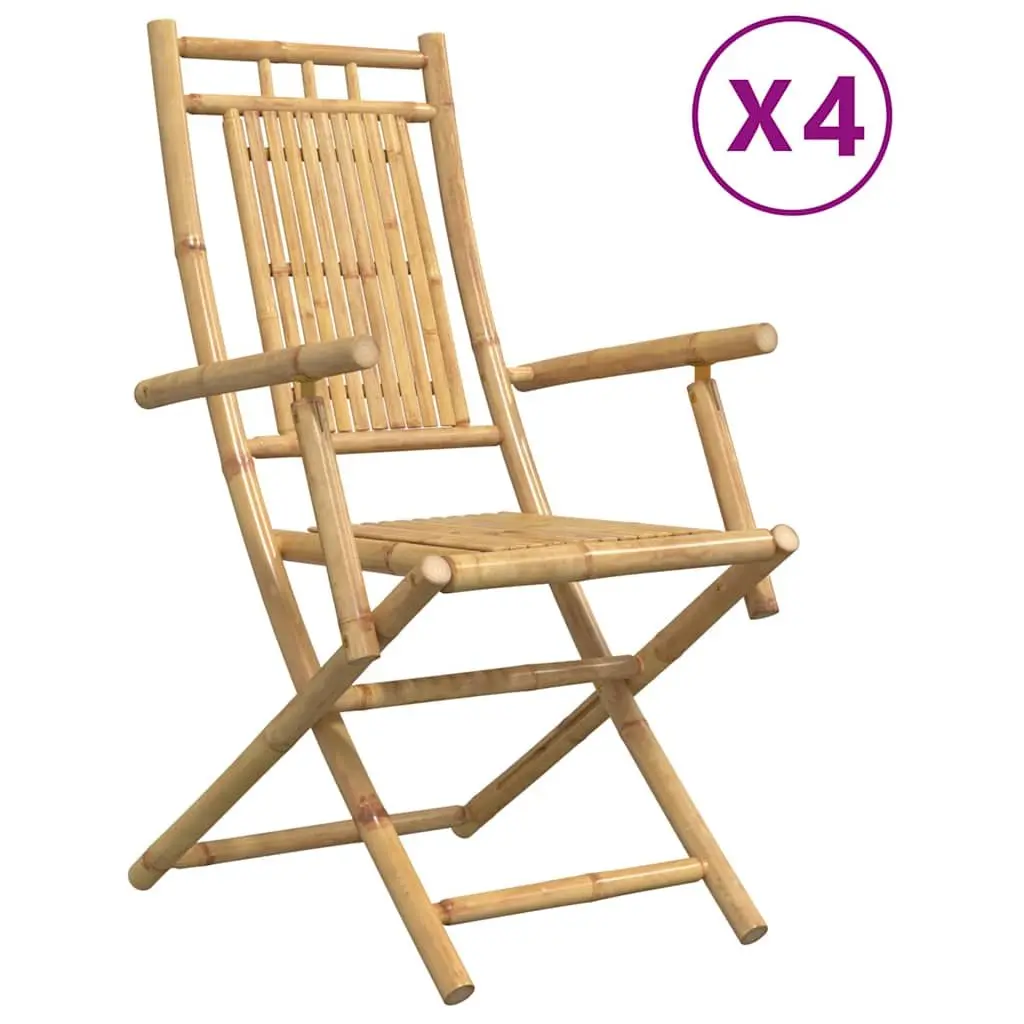 Folding Garden Chairs Set 4 Piece Outdoor Seating with Armrests Backrest Brown