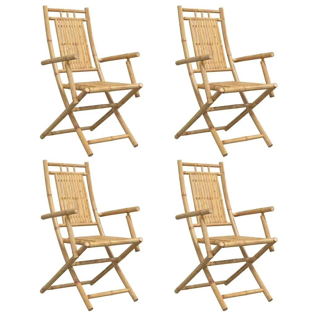 Folding Garden Chairs Set 4 Piece Outdoor Seating with Armrests Backrest Brown