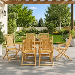 Practical Bamboo Folding Garden Chairs - 6 pcs Set