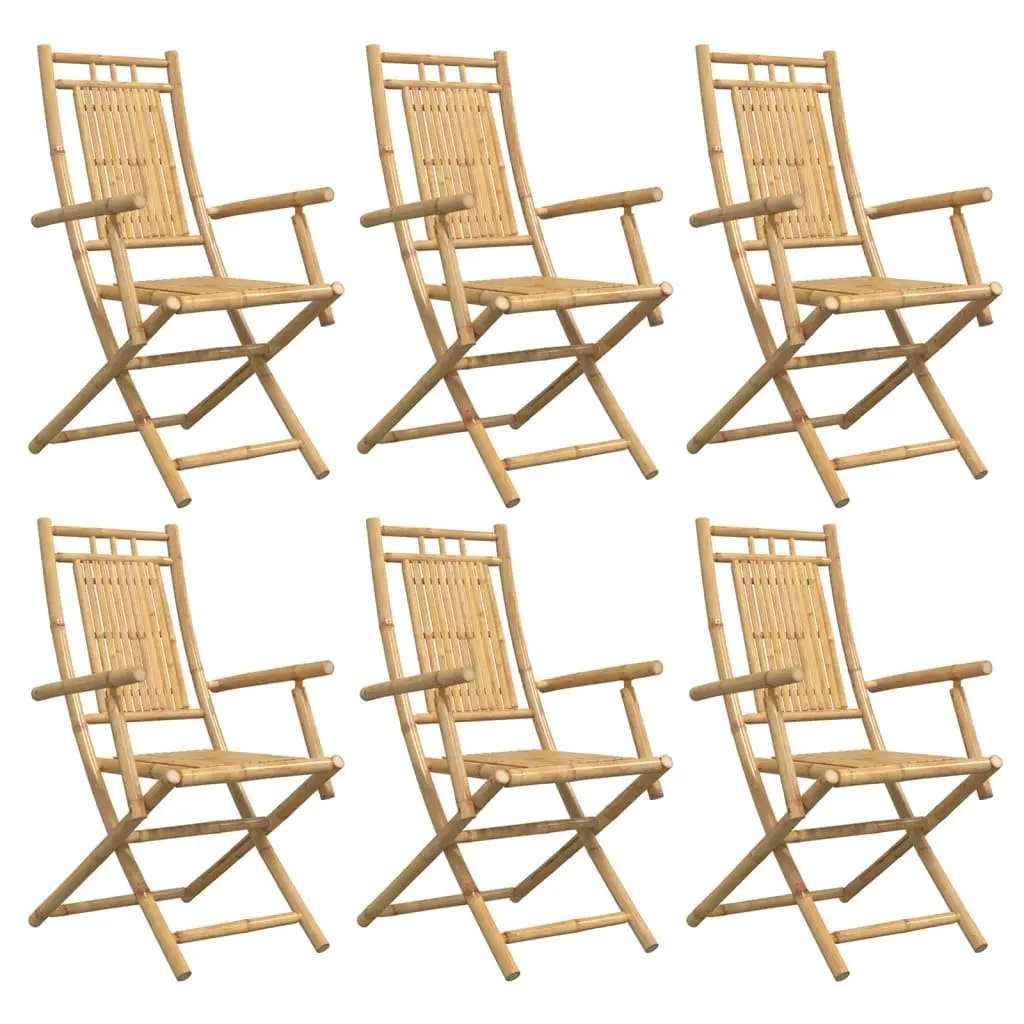 Folding Garden Chairs Outdoor Dining 53x66x99 cm Bamboo Brown 6 Piece