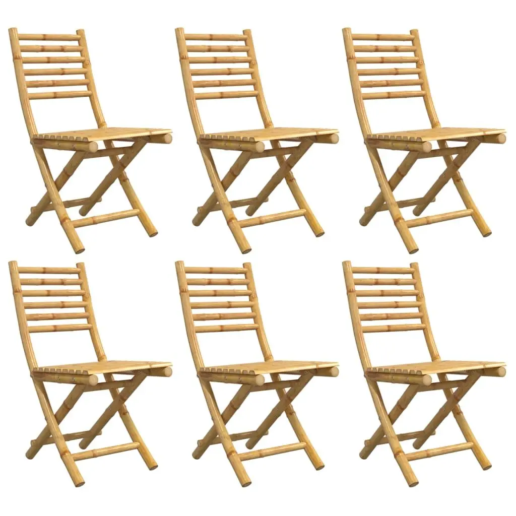 Folding Garden Chairs Outdoor Dining 6 Piece Brown Bamboo