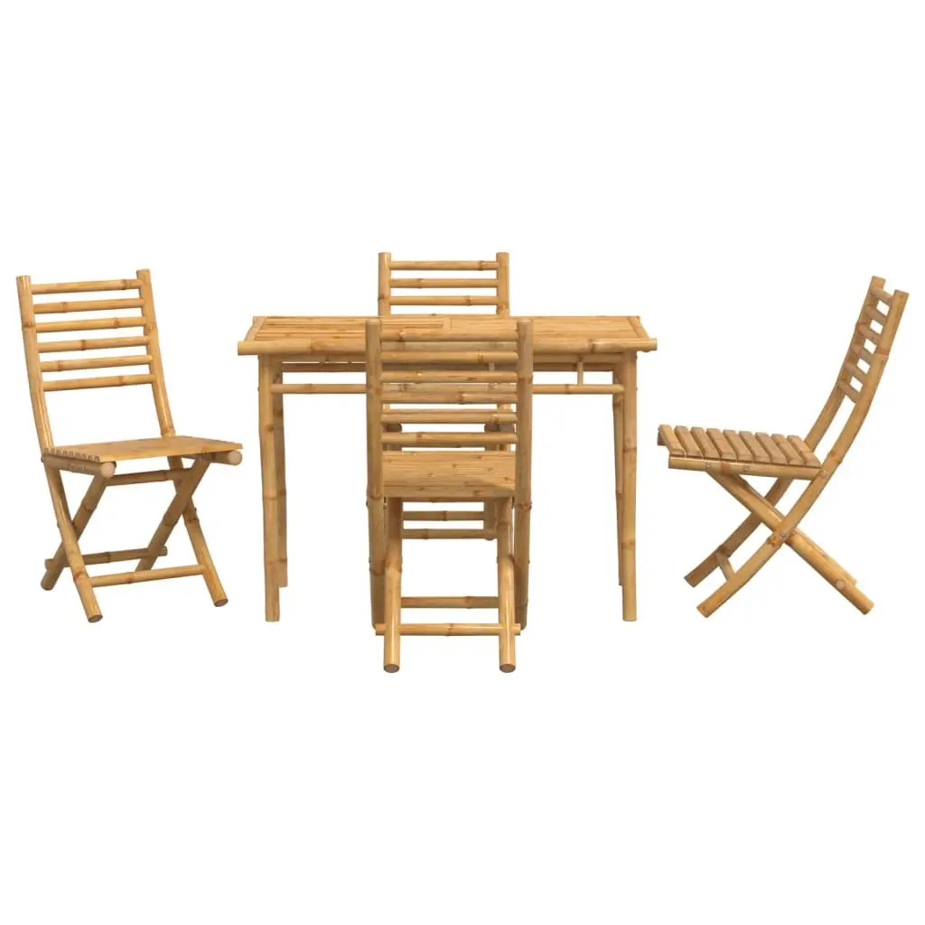 Garden Dining Set 5 Piece Outdoor Furniture Foldable Chairs Table Brown