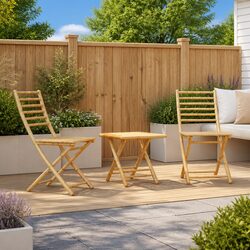 Practical 3 Piece Bamboo Bistro Set for Outdoors