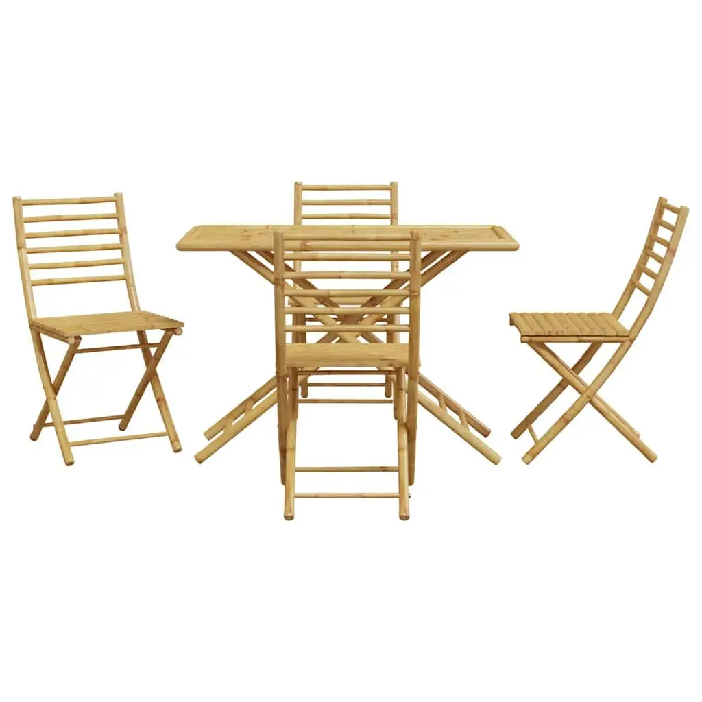 Garden Dining Set 5 Piece Foldable Outdoor Furniture Brown