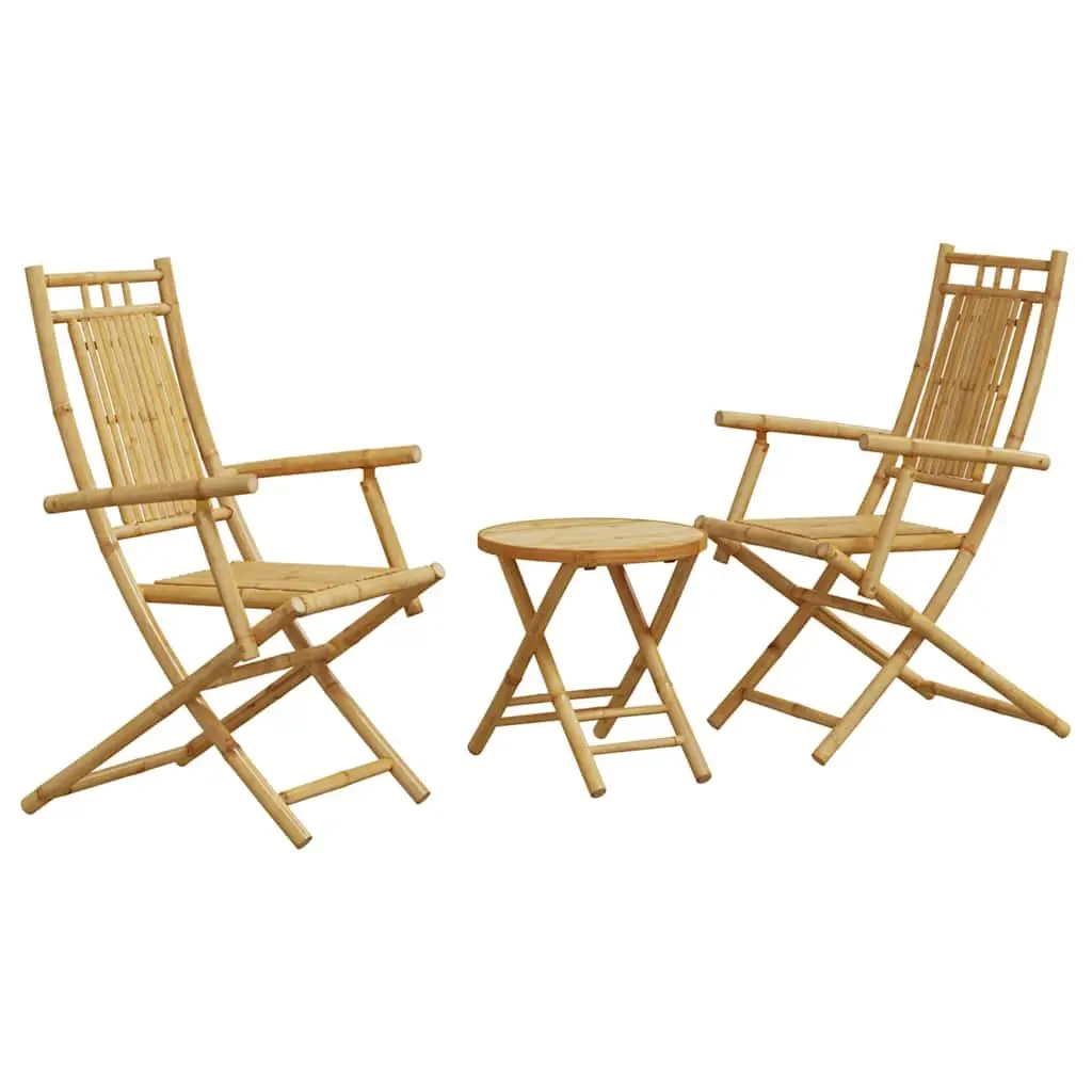 3 Piece Bistro Set Outdoor Garden Furniture Brown Foldable Chairs Table