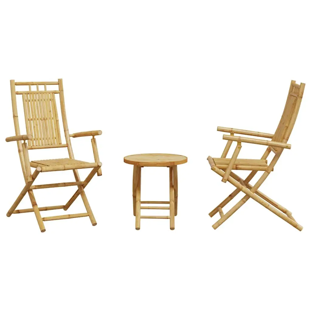 3 Piece Bistro Set Outdoor Garden Furniture Brown Foldable Chairs Table