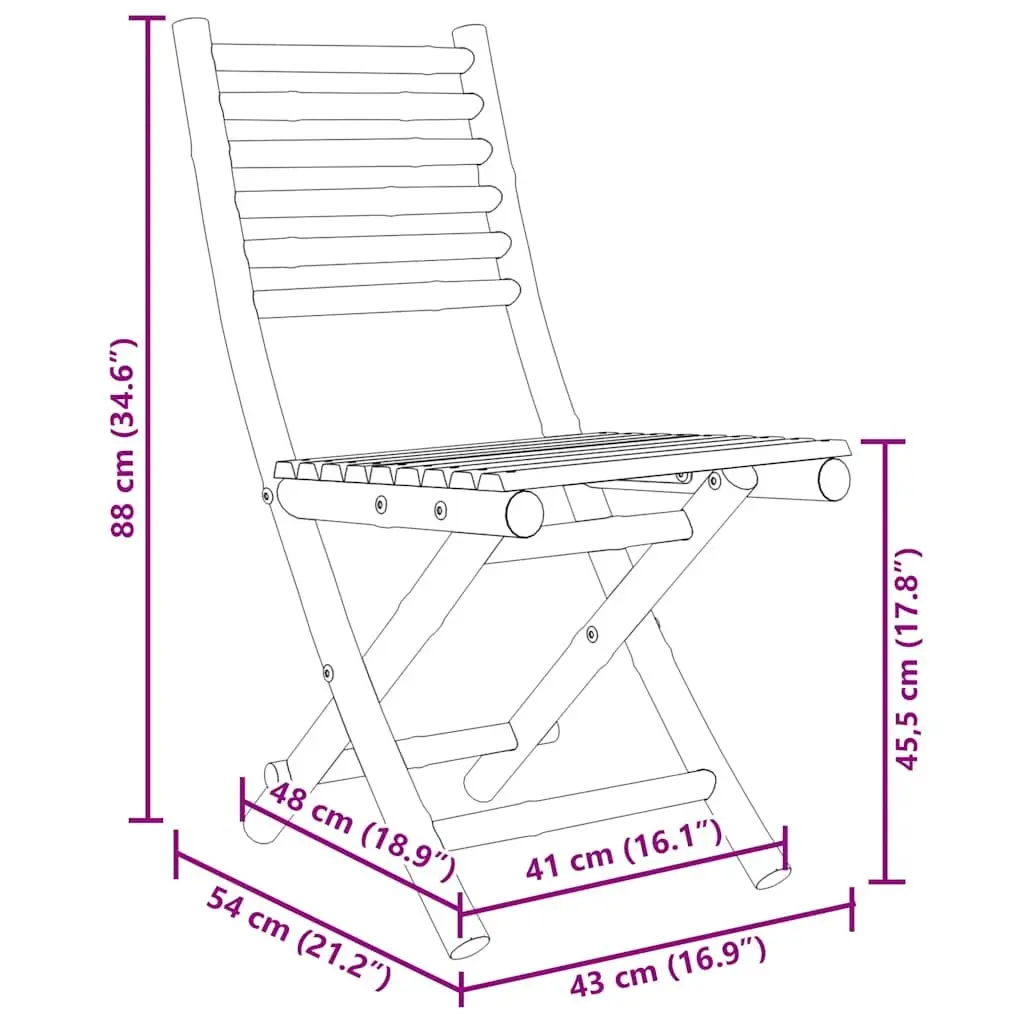 3 Piece Bistro Set Foldable Bamboo Brown Garden Outdoor Furniture