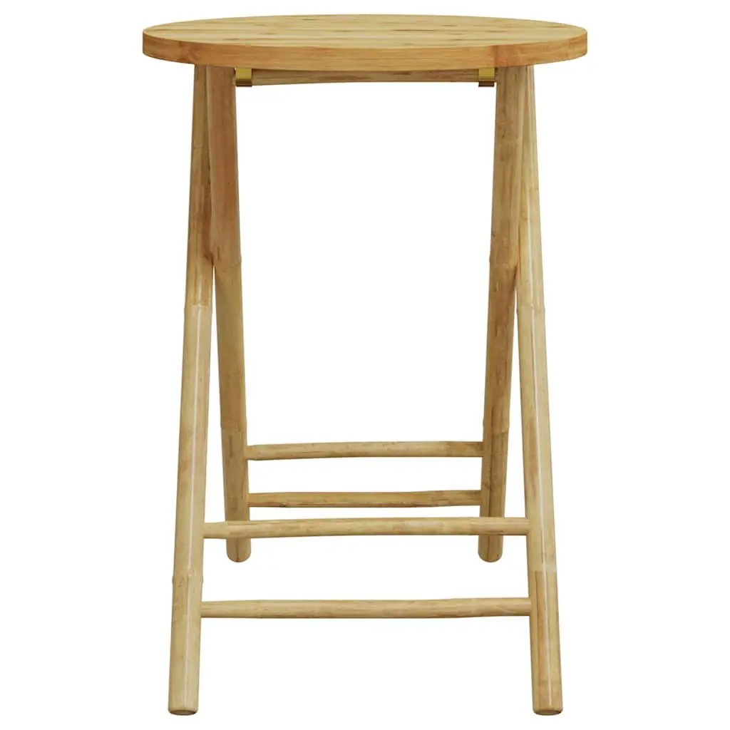 3 Piece Bistro Set Foldable Bamboo Brown Garden Outdoor Furniture