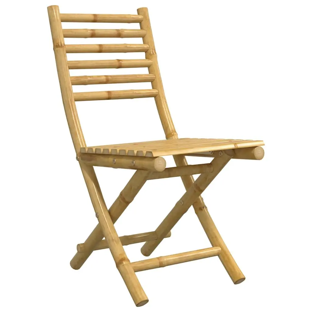 3 Piece Bistro Set Foldable Bamboo Brown Garden Outdoor Furniture