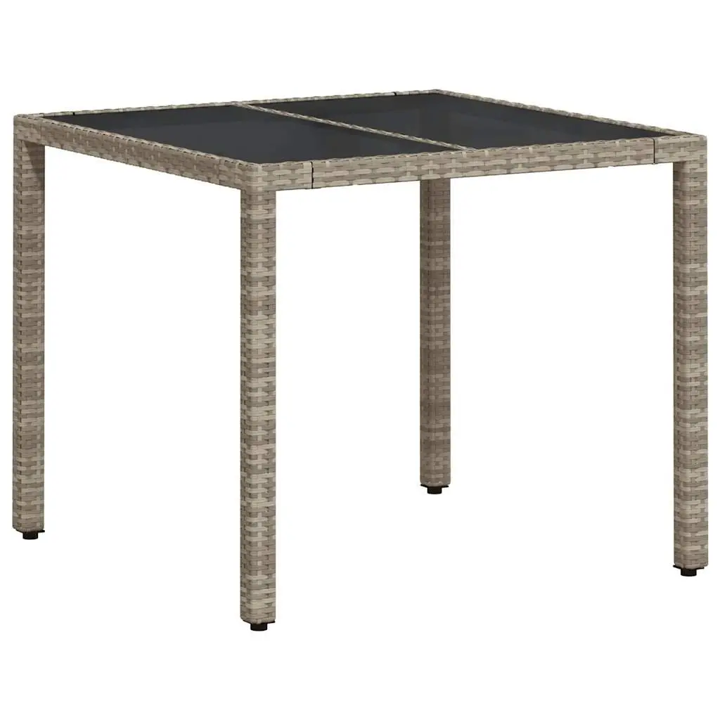 Garden Dining Set Outdoor Furniture 3 Piece Grey Poly Rattan Glass Table
