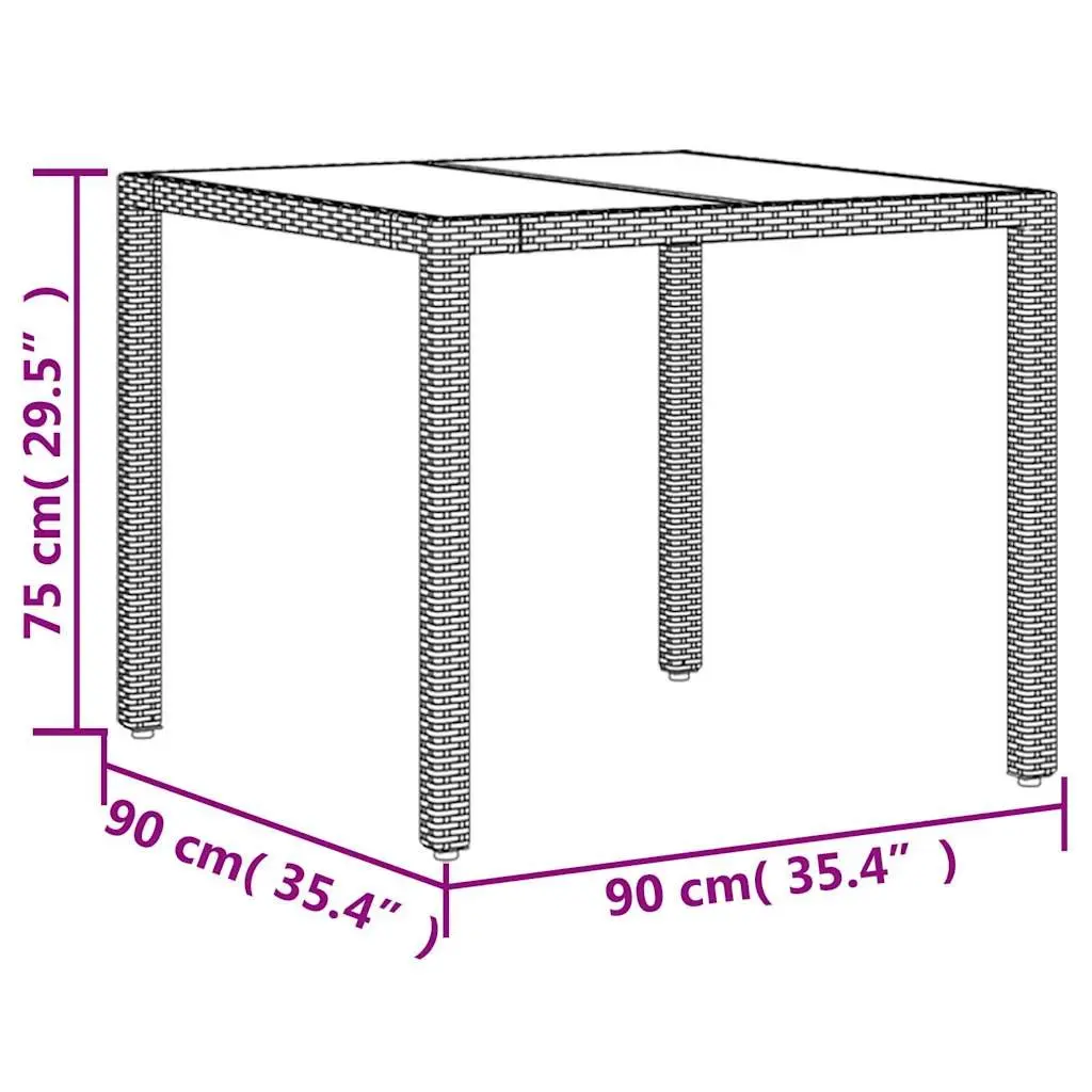 Garden Dining Set Outdoor Furniture 3 Piece Grey Poly Rattan Glass Table