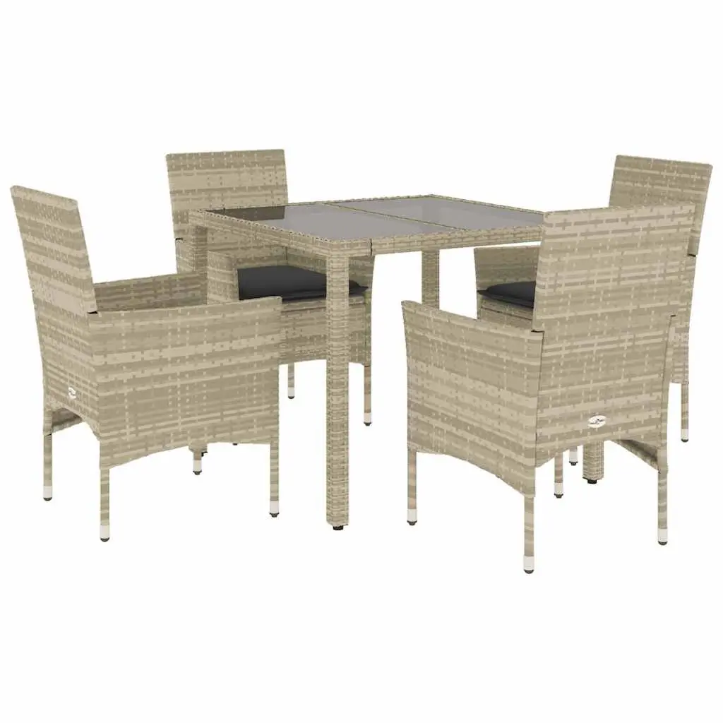 Outdoor Dining Set 5 Pieces Garden Furniture Table Chairs Grey Cushions Patio