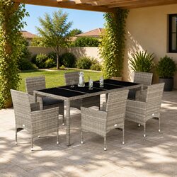 Comfortable and Durable 7-Piece Outdoor Dining Set in Grey