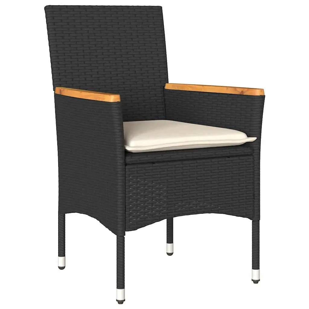 Outdoor Dining Set Garden Furniture 3 Piece Black PE Rattan Glass Table