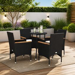 Comfortable 5 Piece Black Dining Set for Outdoor Relaxation