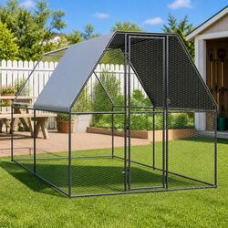 Chicken Cage 2x4x2m Galvanised Steel Outdoor Hen Coop Enclosure Small Animals