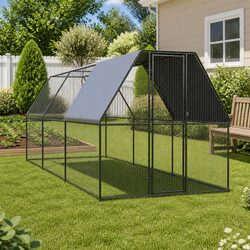 Chicken Cage 2x6x2m Galvanised Steel Outdoor Poultry Pen Enclosure Coop Run