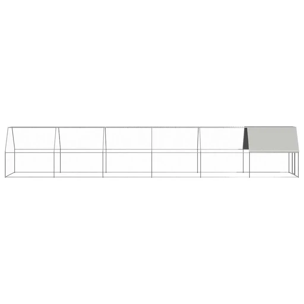 Chicken Cage Walk In Enclosure 2x12x2 m Galvanised Steel Silver