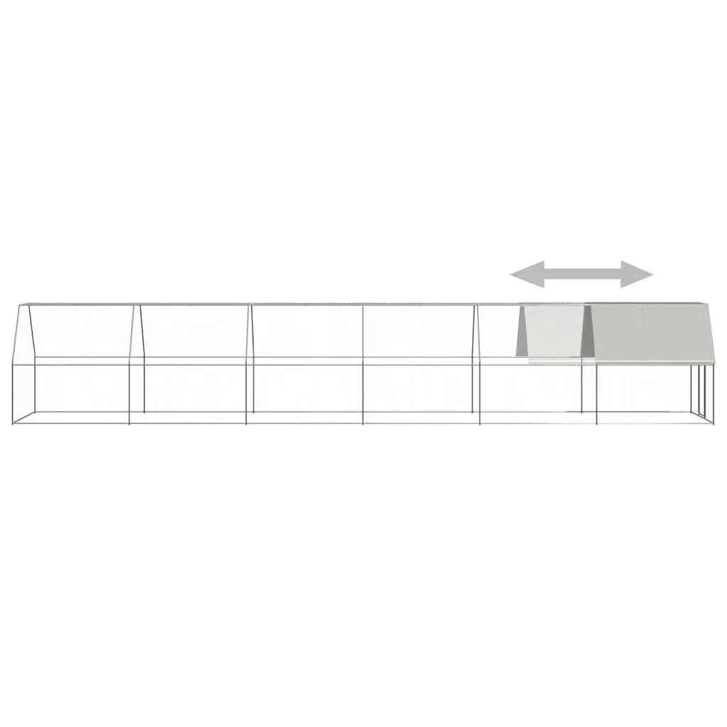 Chicken Cage Walk In Enclosure 2x12x2 m Galvanised Steel Silver