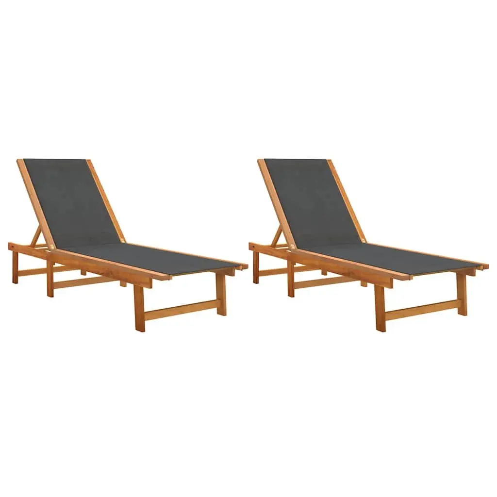 Sun Loungers Adjustable Backrest Outdoor Lounge Chair 2 pcs Brown