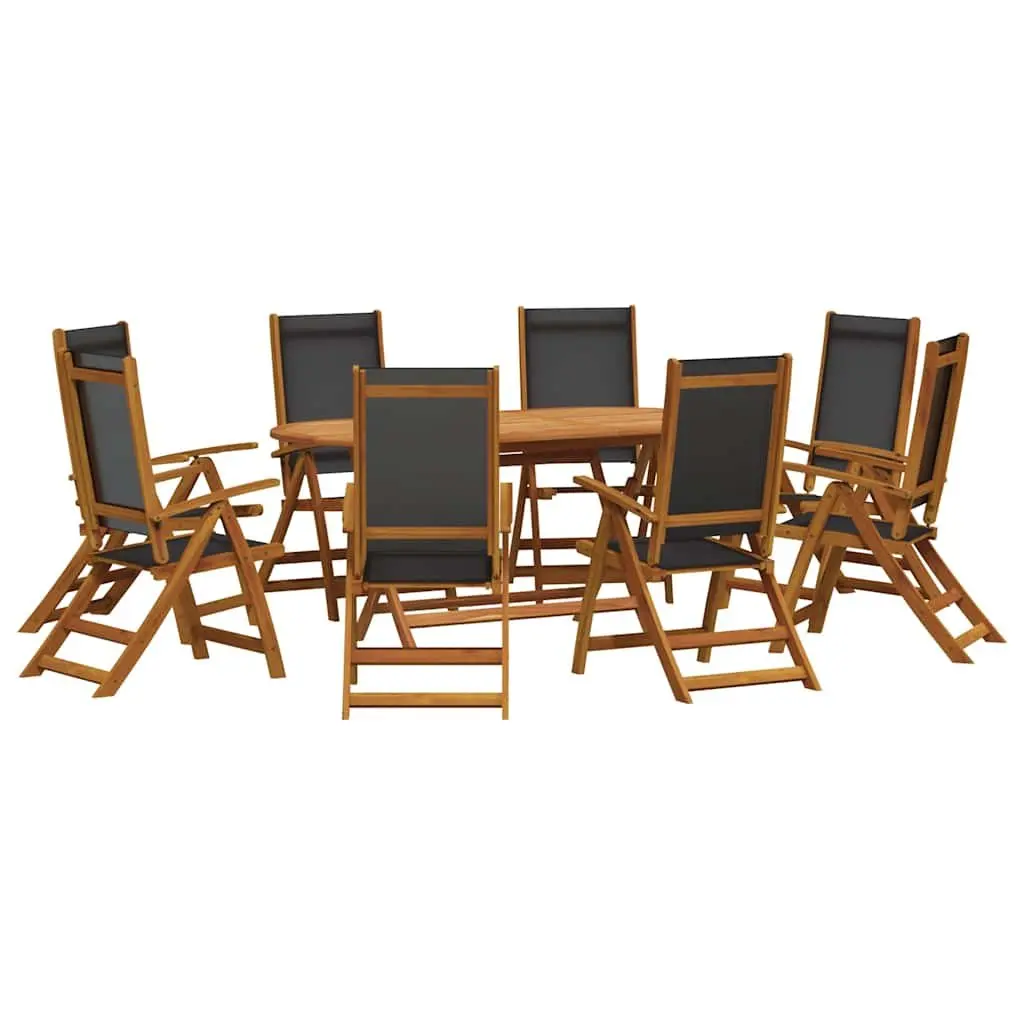 9 Piece Garden Dining Set Outdoor Table Chairs Acacia Wood Textilene