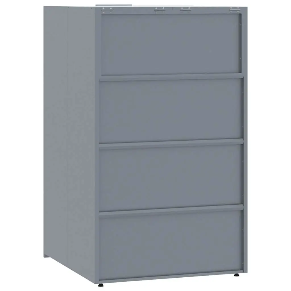 Wheelie Bin Storage Enclosure Garden Waste Container 2 Bins Grey Steel