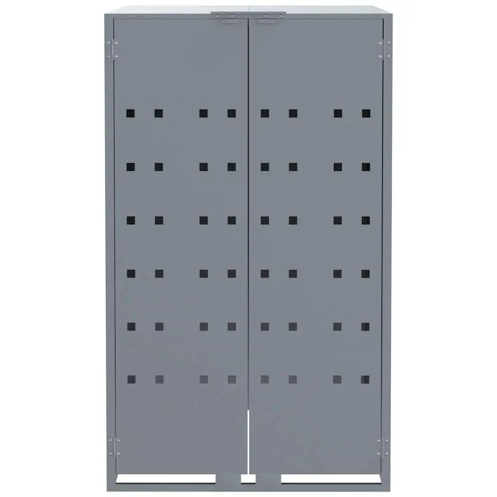 Wheelie Bin Storage Shed for 4 Bins Grey Outdoor Waste Container Enclosure