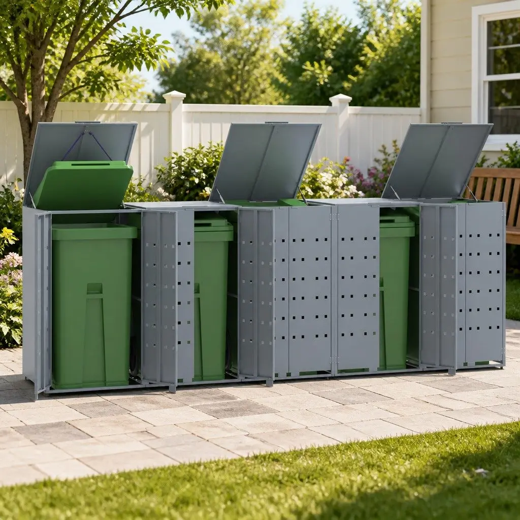 Grey Wheelie Bin Storage for 5 Bins