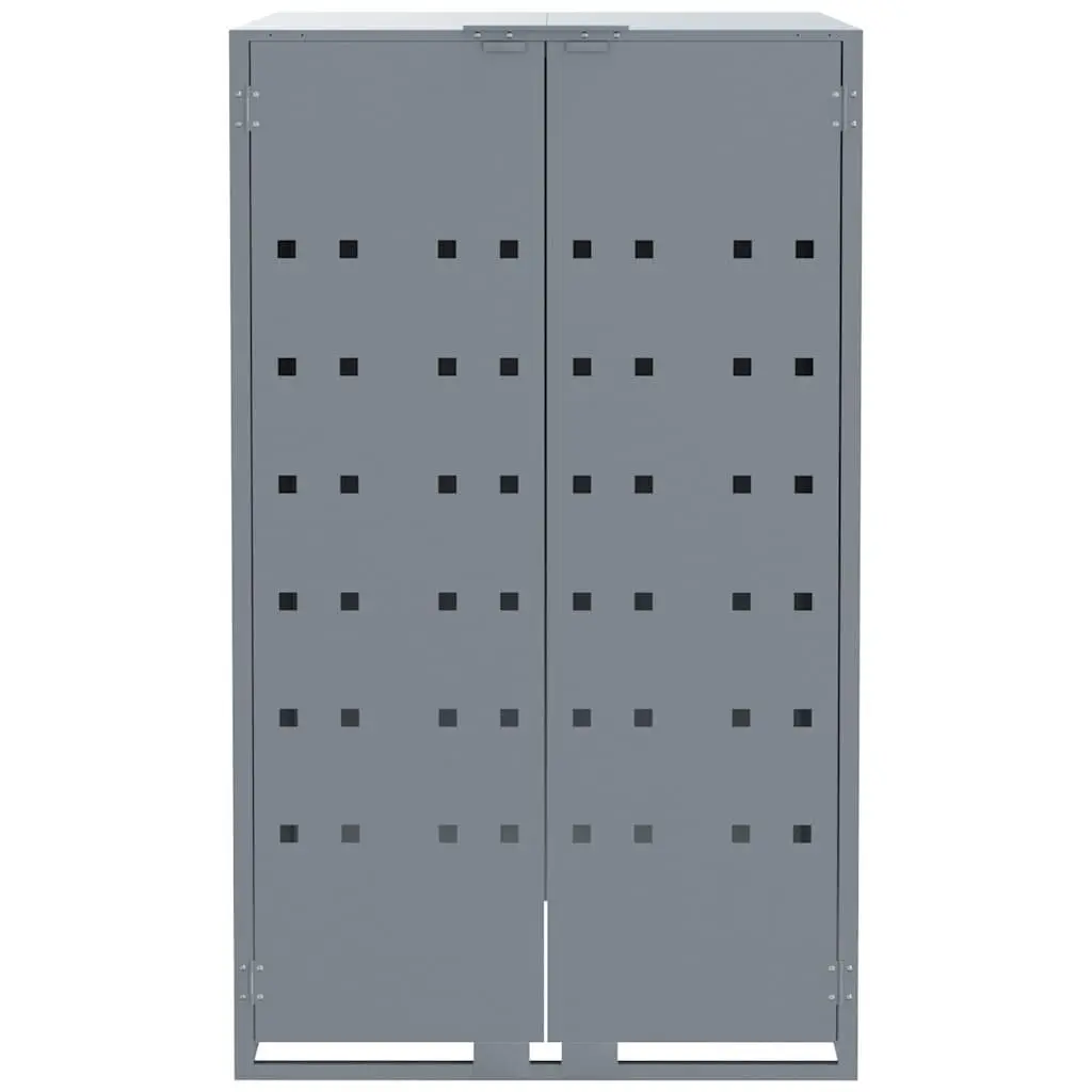 Wheelie Bin Storage Shed for 5 Bins Grey 345x79x117cm Steel Waste Container