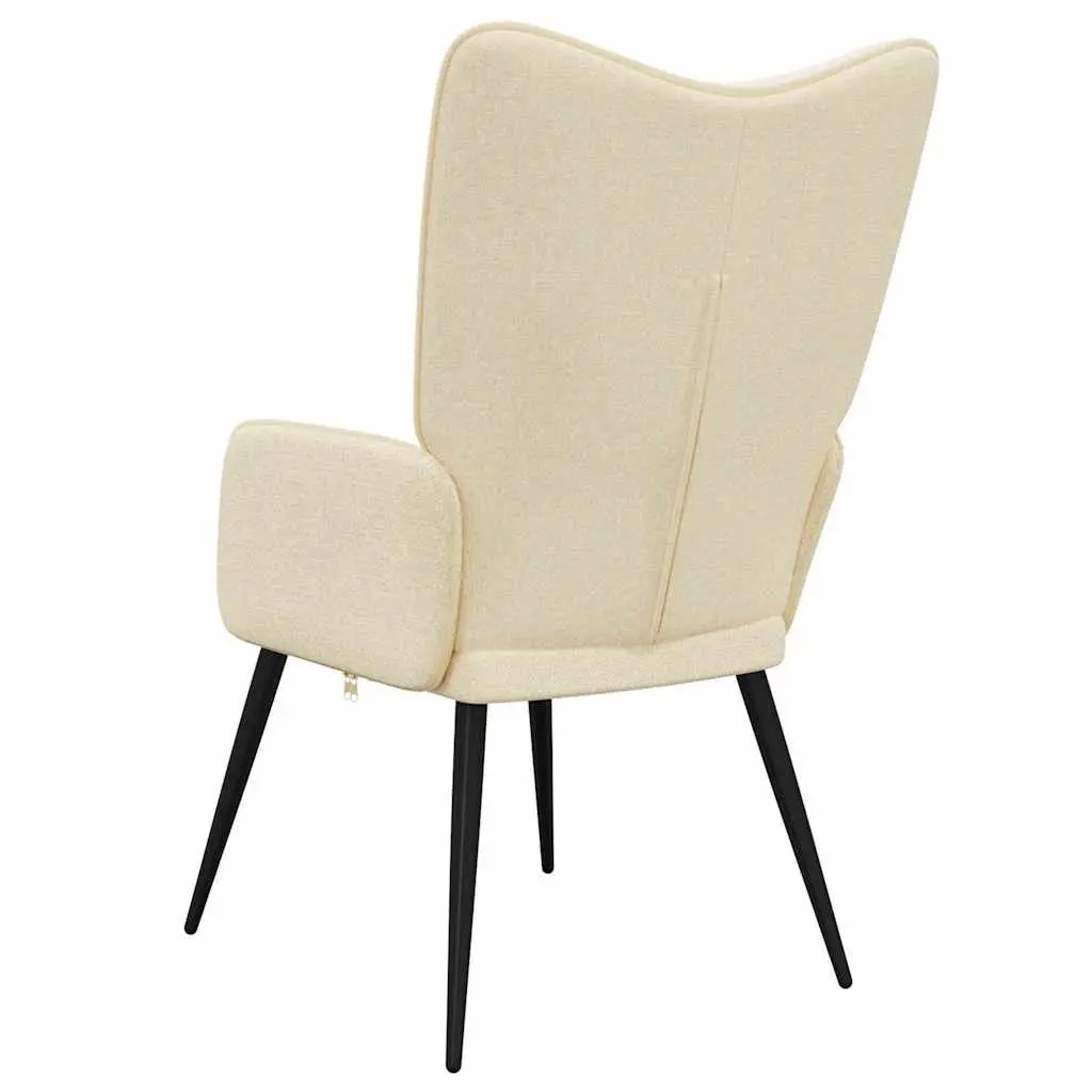 Armchair Relaxing Padded Foam Upholstered Cream Fabric Modern Lounge Chair