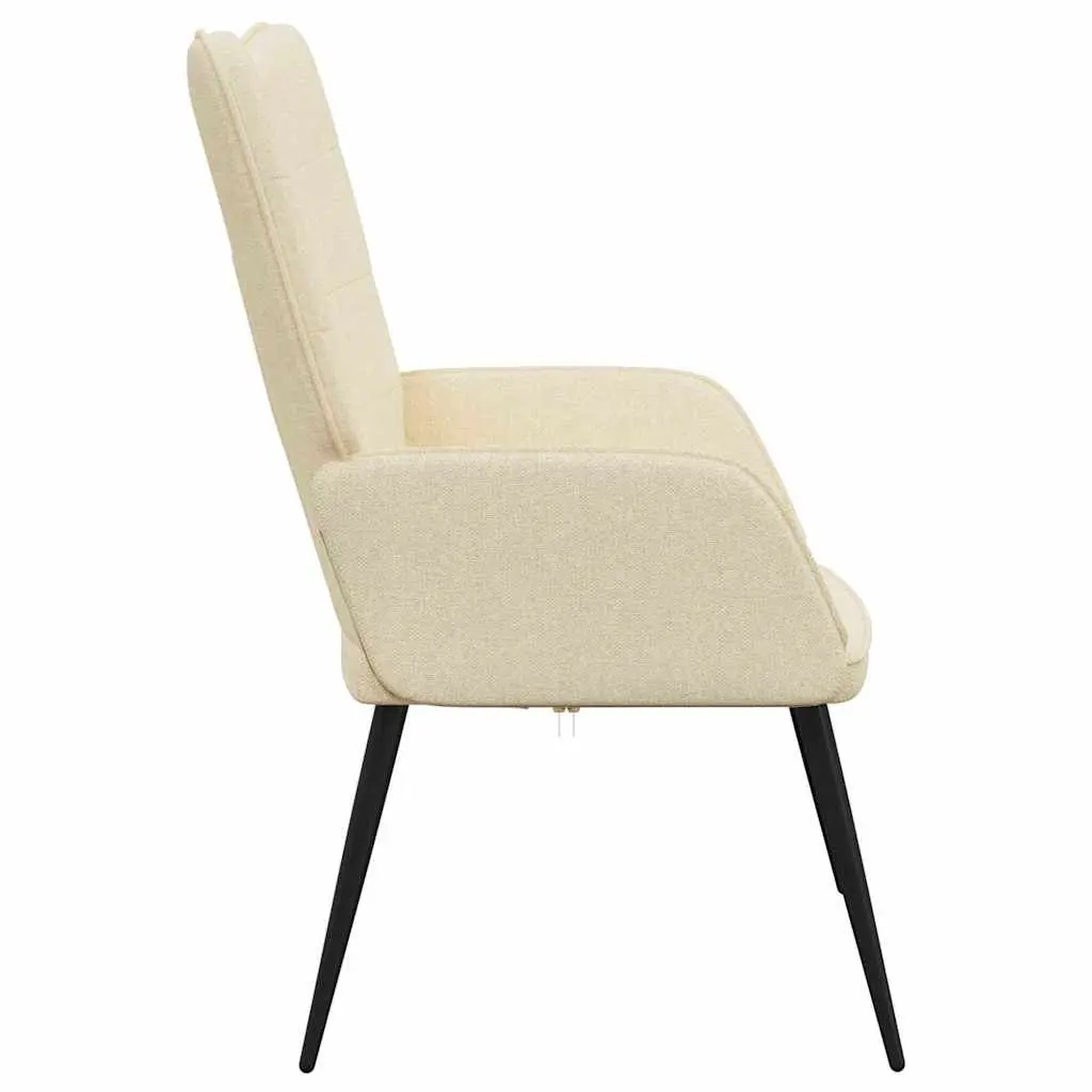 Armchair Relaxing Padded Foam Upholstered Cream Fabric Modern Lounge Chair