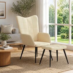 Practical Comfort: Cream Armchair with Stool