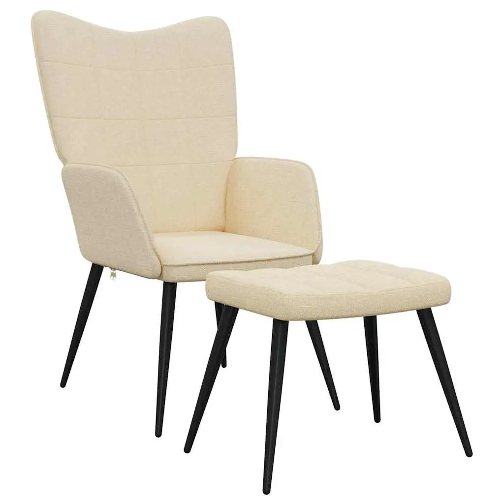 Cream Armchair with Stool