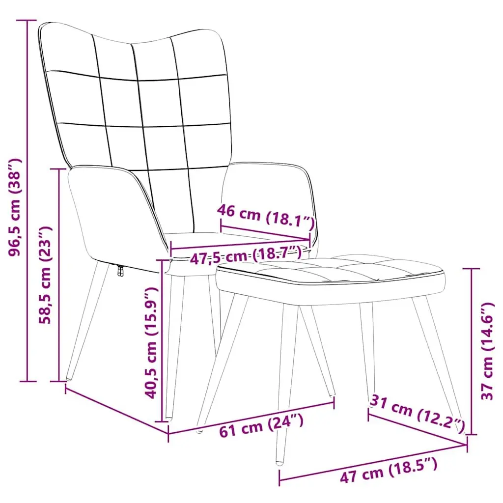 Cream Armchair with Stool
